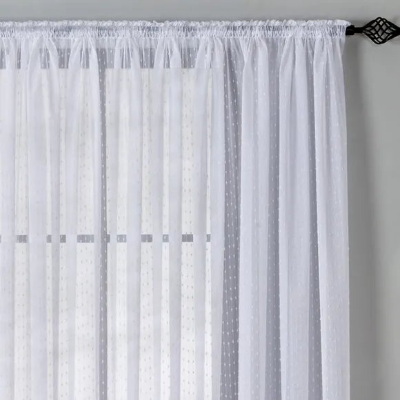 Slub Voile Curtain Fabric - White, Polyester image