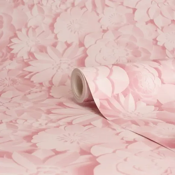 3D Floral Wallpaper - Pink