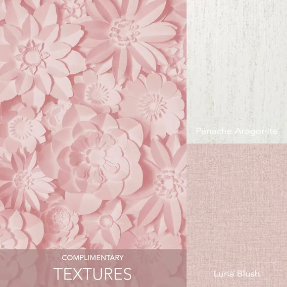 3D Floral Wallpaper - Pink
