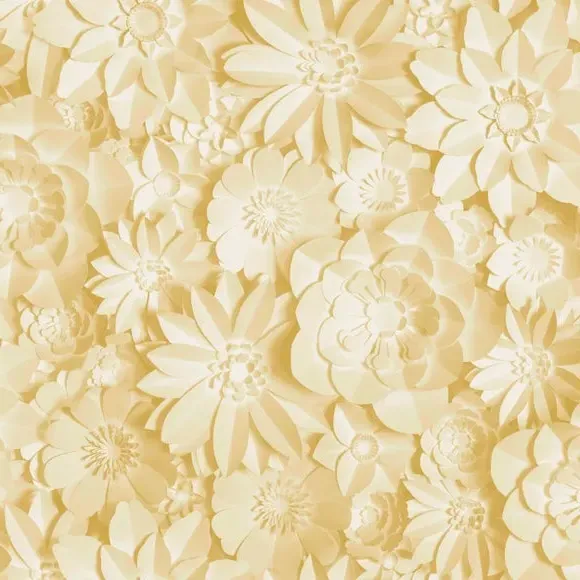 3D Floral Wallpaper - Yellow