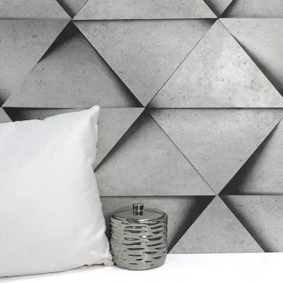 3D Triangle Wallpaper - Silver, Metallic