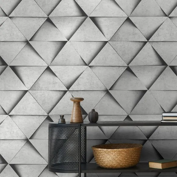3D Triangle Wallpaper - Silver, Metallic image