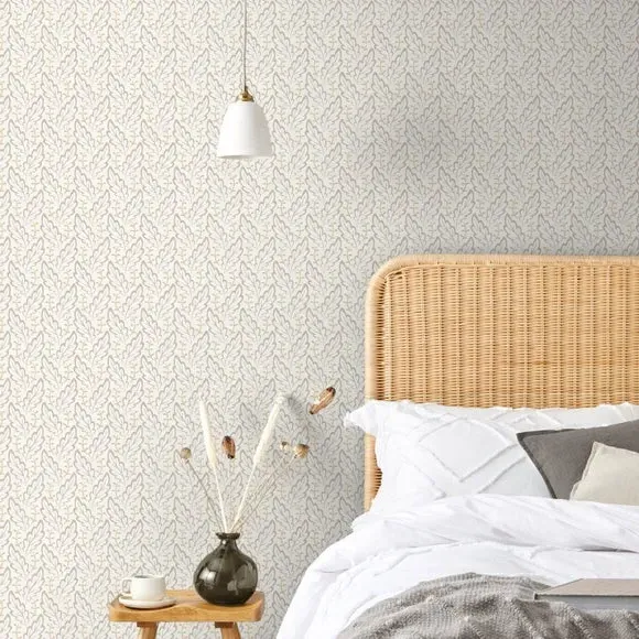 Botanical Leaf Wallpaper - Brown, Paper