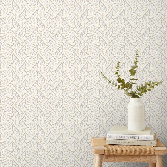 Botanical Leaf Wallpaper - Brown, Paper