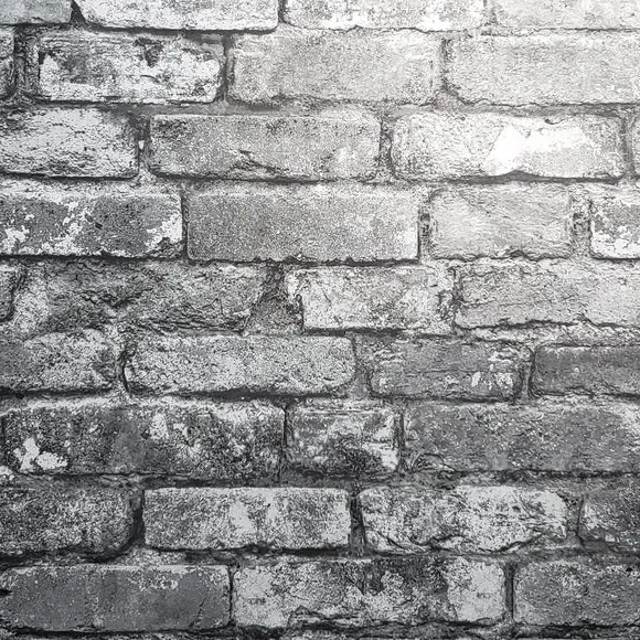 Brick Pattern Wallpaper - Silver, Faux Finish