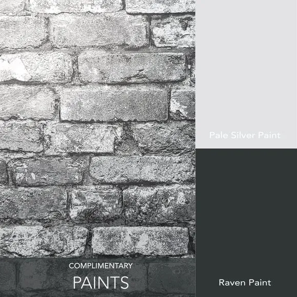Brick Pattern Wallpaper - Silver, Faux Finish