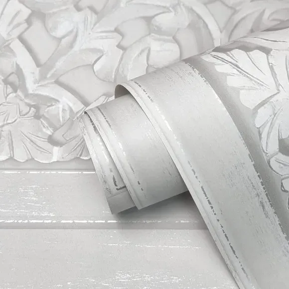 Carved Panel Wallpaper - White