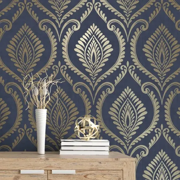 Damask Wallpaper Art Deco Style - Green