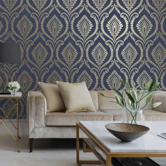 Damask Wallpaper Art Deco Style - Green image