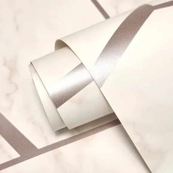 Fractal Marble Wallpaper - Rose Gold, Metallic