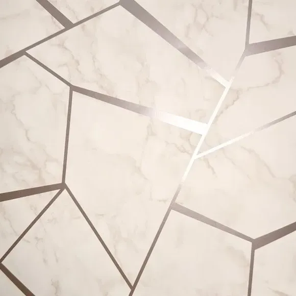Fractal Marble Wallpaper - Rose Gold, Metallic