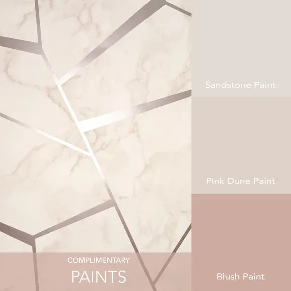 Fractal Marble Wallpaper - Rose Gold, Metallic