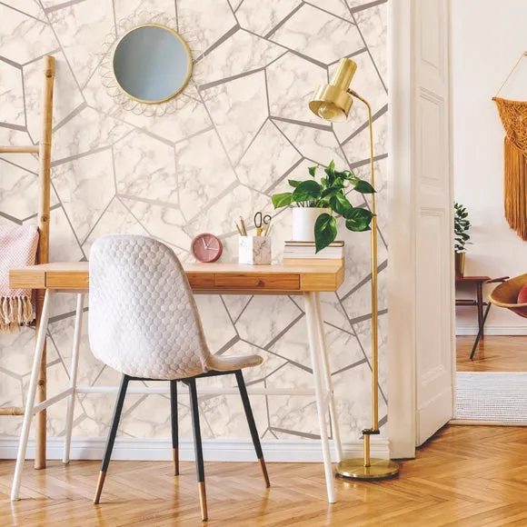 Fractal Marble Wallpaper - Rose Gold, Metallic image
