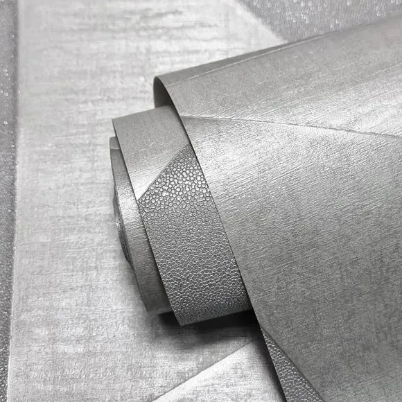Fractal Wallpaper with Metallic Highlights - Grey