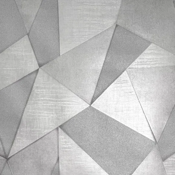Fractal Wallpaper with Metallic Highlights - Grey