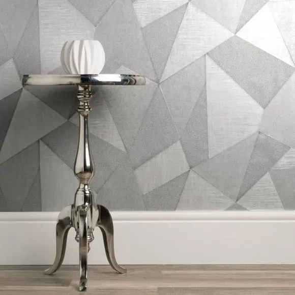 Fractal Wallpaper with Metallic Highlights - Grey