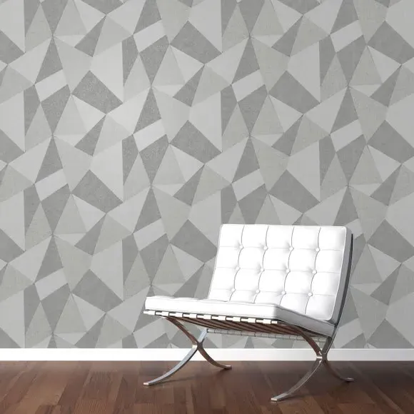 Fractal Wallpaper with Metallic Highlights - Grey image