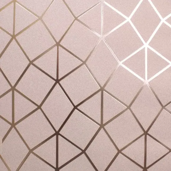 Geo Trellis Vinyl Wallpaper - Blush, Metallic