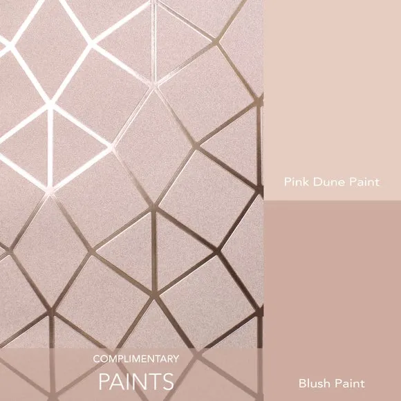 Geo Trellis Vinyl Wallpaper - Blush, Metallic