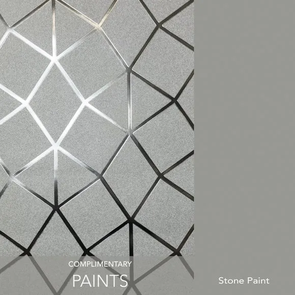 Geo Trellis Vinyl Wallpaper - Silver, Metallic