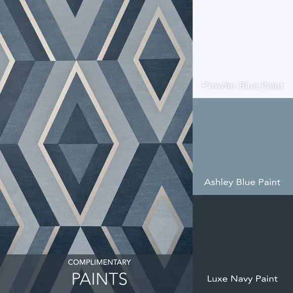 Geometric Wallpaper with 3D Effect - Blue