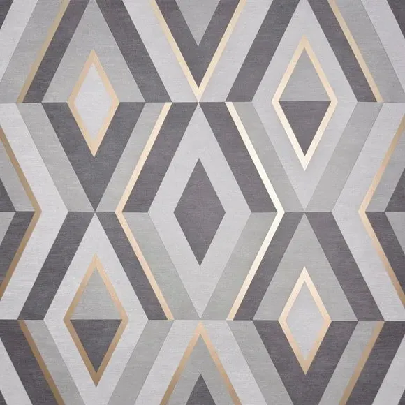Geometric Wallpaper with 3D Effect - Charcoal