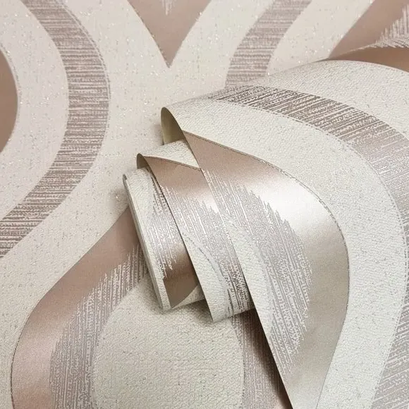 Geometric Wallpaper with Glitter - Rose Gold