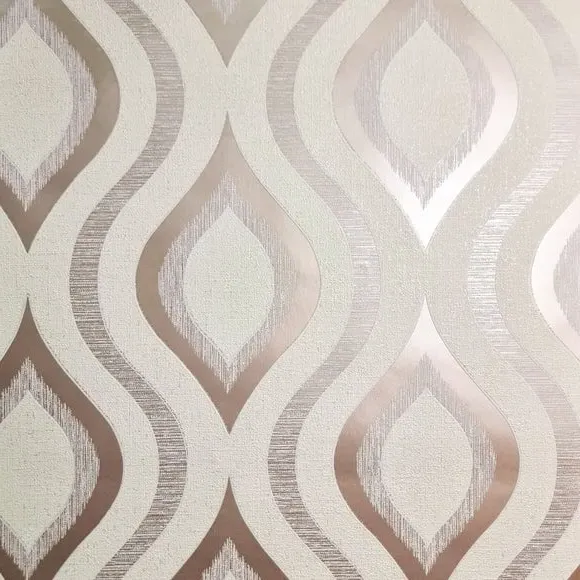 Geometric Wallpaper with Glitter - Rose Gold