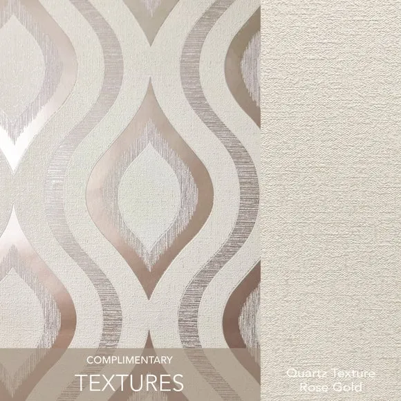 Geometric Wallpaper with Glitter - Rose Gold