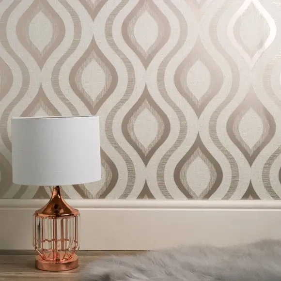 Geometric Wallpaper with Glitter - Rose Gold