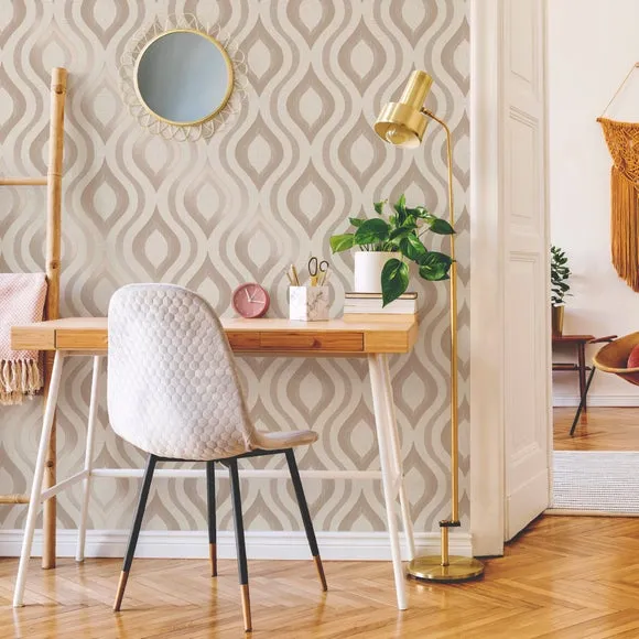 Geometric Wallpaper with Glitter - Rose Gold image