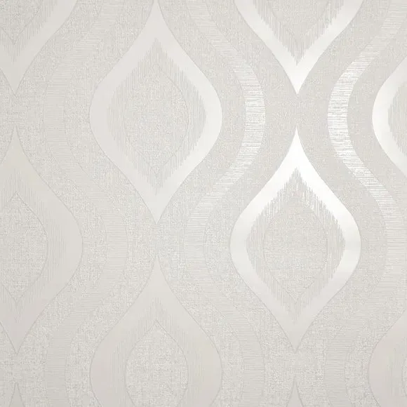 Geometric Wallpaper with Glitter - Silver