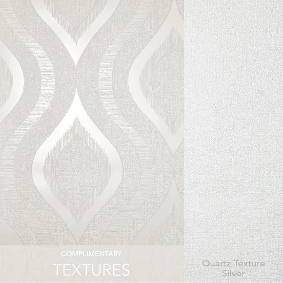 Geometric Wallpaper with Glitter - Silver