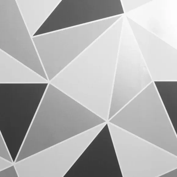 Geometric Wallpaper with Metallic Highlights - Silver