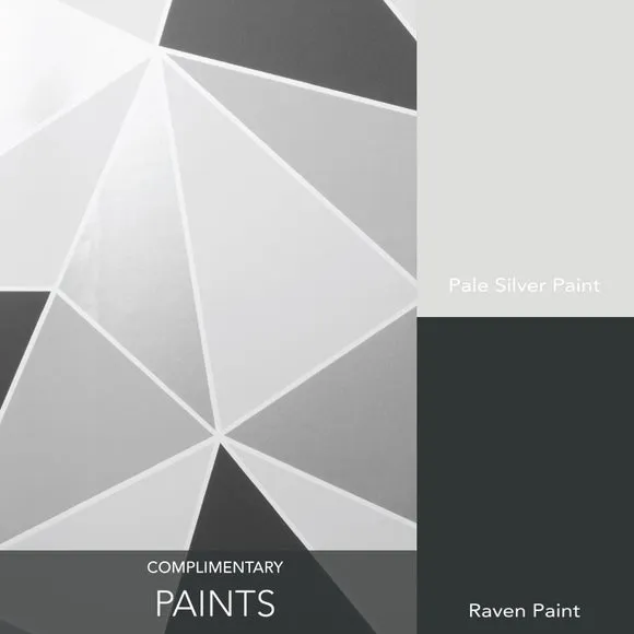 Geometric Wallpaper with Metallic Highlights - Silver