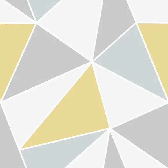 Geometric Wallpaper with Metallic Highlights - Yellow