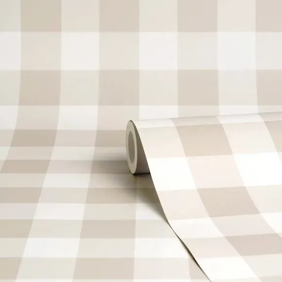 Gingham Wallpaper with Matt Finish - Brown