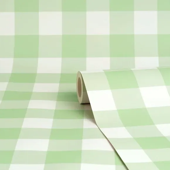 Gingham Wallpaper with Matt Finish - Green