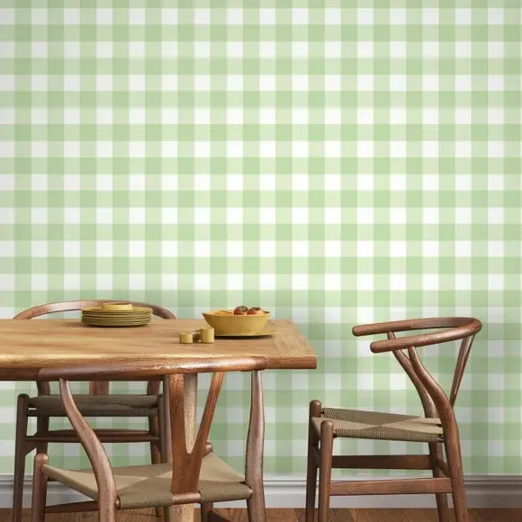 Gingham Wallpaper with Matt Finish - Green