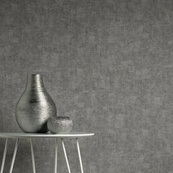 Hessian Textured Wallpaper - Charcoal, Vinyl image