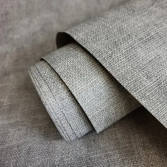Hessian Textured Wallpaper - Grey, Vinyl