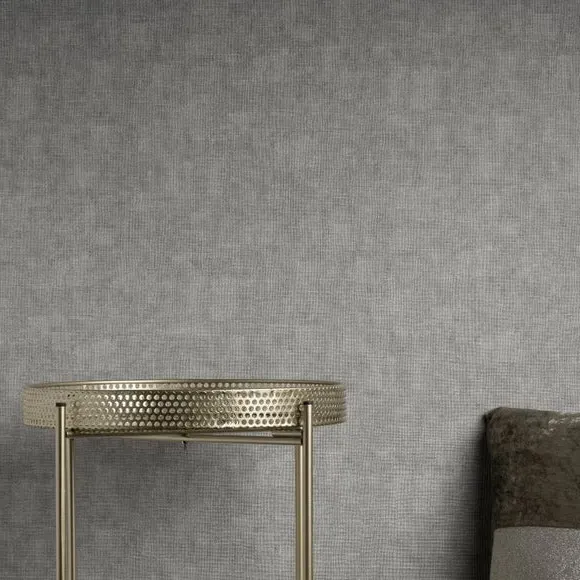 Hessian Textured Wallpaper - Grey, Vinyl