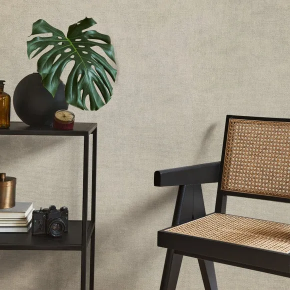 Hessian Textured Wallpaper - Stone, Vinyl