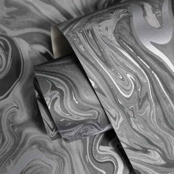Marble Effect Wallpaper - Charcoal