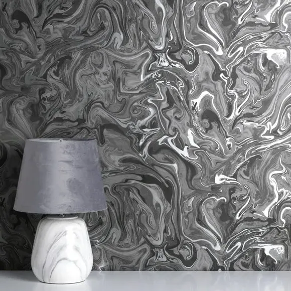 Marble Effect Wallpaper - Charcoal image
