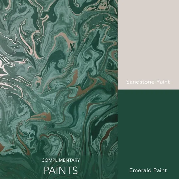 Marble Effect Wallpaper - Emerald Green
