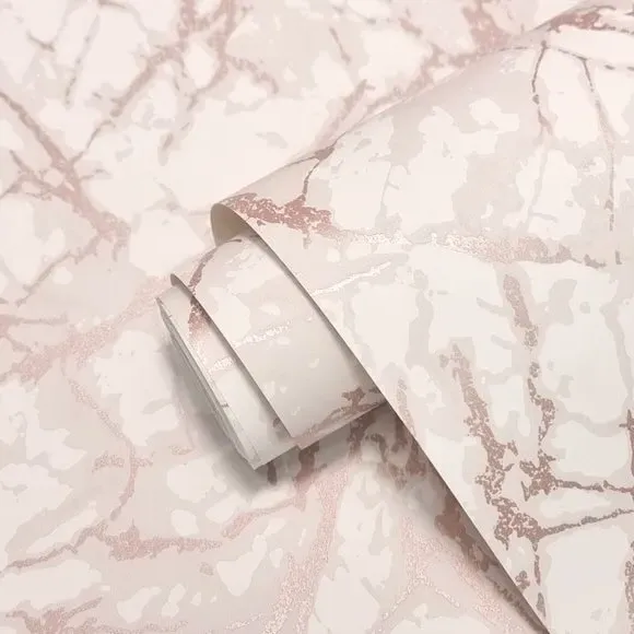 Marble Pattern Wallpaper - Rose Gold, Metallic