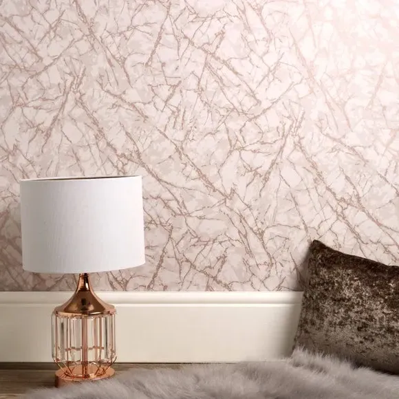 Marble Pattern Wallpaper - Rose Gold, Metallic