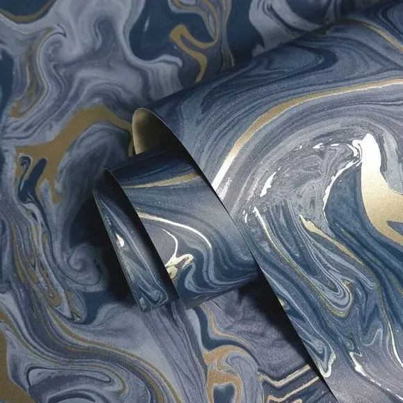 Marbled Wallpaper - Navy
