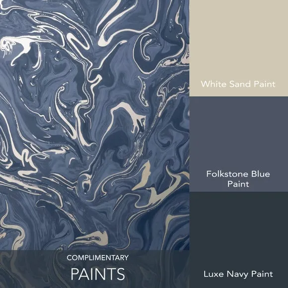 Marbled Wallpaper - Navy